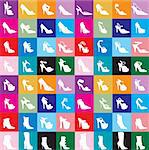 Vector Shoe Silhouettes 2 with colorful background.