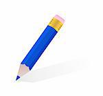Illustration single blue pencil - vector;