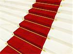 3d image of classic red carpet on stair