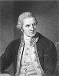Captain Cook (1728-1779) on engraving from the 1800s. English explorer, navigator and cartographer.  Engraved by E.Scriven from a picture by N.Dance and published in London by Charles Knight, Pall Mall East.