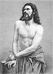 Jesus Christ on engraving from the 1800s. Perfomed by Joseph Mair in the Oberammergau Passion Play. Published in the Graphic in 1870.