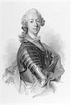 Prince Charles Edward Stuart (1720-1788) on engraving from the 1800s. Jacobite claimant to the thrones of Great Britain and Ireland. Engraved by G.B.Shaw after a painting by L.Foque and published in Edinburgh by R.Cadell