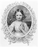 Princess Adelaide (1835 -1900) of Hohenlohe Langenburg on engraving from the 1800s. Niece of Queen Victoria. Published by Fisher, son & Co London & Paris.