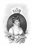 Princess Elizabeth (1770-1840), Landgravine of Hesse-Homburg on engraving from 1806. Engraved by E.Scriven after a painting by W.Beechey and published by John Bell in 1806.