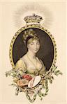Princess Sophia (1777-1848) on engraving from the 1800s. 5th daughter of George III. Artwork by Marie Anne Bourlier and Printed in 1807 for John Bell.