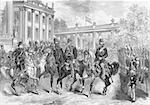 The King of Italy in Berlin Reviewing the Guards. Engraving published by the Illustrated London News in 1873.