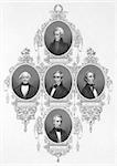 American presidents from 1829 to 1849 on engraving from the 1800s. Published by the London printing and publishing company limited.