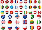 circular flags of the world on a white background