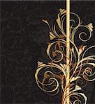 Vector black and golden floral background with pattern