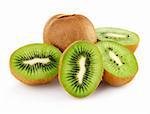 fresh kiwi with cut isolated on white background