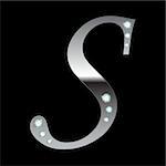 vector silver metallic letter S with stripes isolated