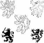 Heraldry Lions Vector Set.  Shapes are isolated and easily edited.