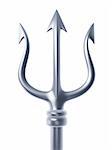 silver trident of Poseidon isolated on white background