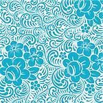 illustration drawing of blue flower seamless pattern