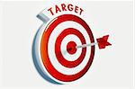 Dart hitting the bullseye of a red target