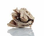 Crumpled paper isolated over white.