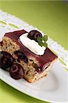 Refreshing cherry cake with jelly and sour cream