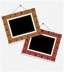 empty pictures in decorative frame on wall vector illustration