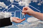 Handing Over the House Keys on Ghosted Home Icon, Clouds and Sky