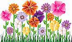 Vector illstration of a Flower Garden with grass. Easy to move elements.