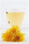 Healthy herbal tea made from freshly picked dandelions