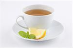 Freshly made healthy mint tea with lemon
