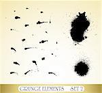 Set of Grunge Drops Elements traced for hand made pencil and airbrush art - Set 2