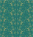 Vector blue decorative seamless floral ornament