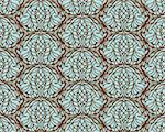 Vector blue and brown decorative seamless floral ornament