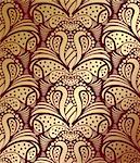 Vector red and gold decorative seamless floral ornament