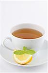 Freshly made healthy mint tea with lemon