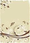 Flower background with butterfly and wave pattern, element for design, vector illustration