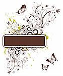 Floral frame with butterfly, element for design, vector illustration