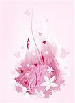 Grunge vector pink and white floral background