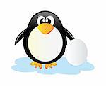 nice illustration penguin with egg isolated on white background