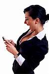 picture of a businesswoman yelling into a phone