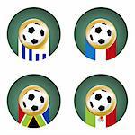 Composition with soccer ball over countries flags. Group A in a soccer championship.