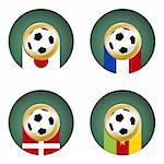 Composition with footballs in the flags of each country of the group E to the 2010 soccer World Cup