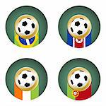 Composition with footballs in the flags of each country of the group G to the 2010 soccer World Cup