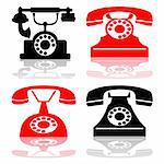 Collection of antique black desk phone silhouettes for your design. Full scalable vector graphic included Eps v8 and 300 dpi JPG.