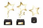 Golden Star Shapes Awards, Isolated On White