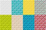 Set of Eight Seamless Wave Patterns (+ seven color options inside)