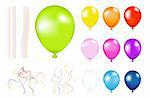 Set of Colorful Balloons with details. Isolated on white