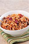 Another vegan salad - Wheat berry salad made with dried cranberries and sprinkled with walnut pieces and grated carrots. Topped with dressing made with olive oil, herbs and select spices.