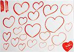 watercolor hearts shape painting on white background