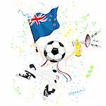 New Zealand Soccer Fan with Ball Head. Editable Vector Illustration