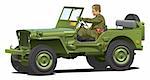 Vector .eps 8  illustration of army jeep. Simple gradients only - no gradient mesh.