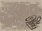 Cup of tea, grunge background for your design