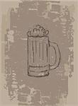 Beer mug, grunge background for your design