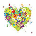 Summer floral heart for your design